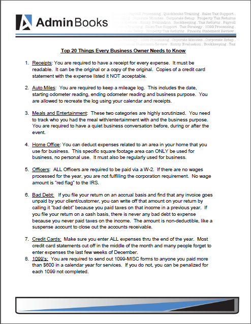 Top 20 Things Every Business Owner Needs to Know